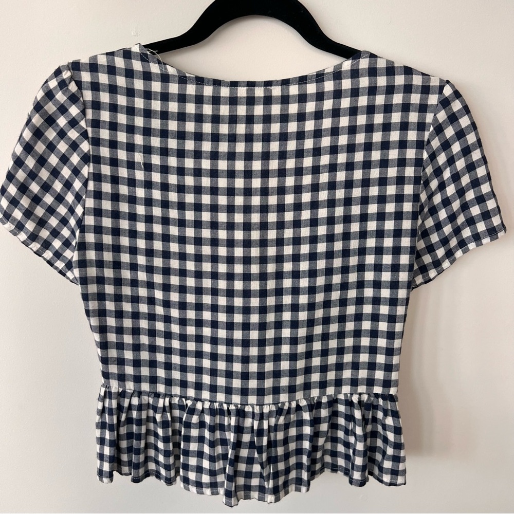Navy & White Gingham Top